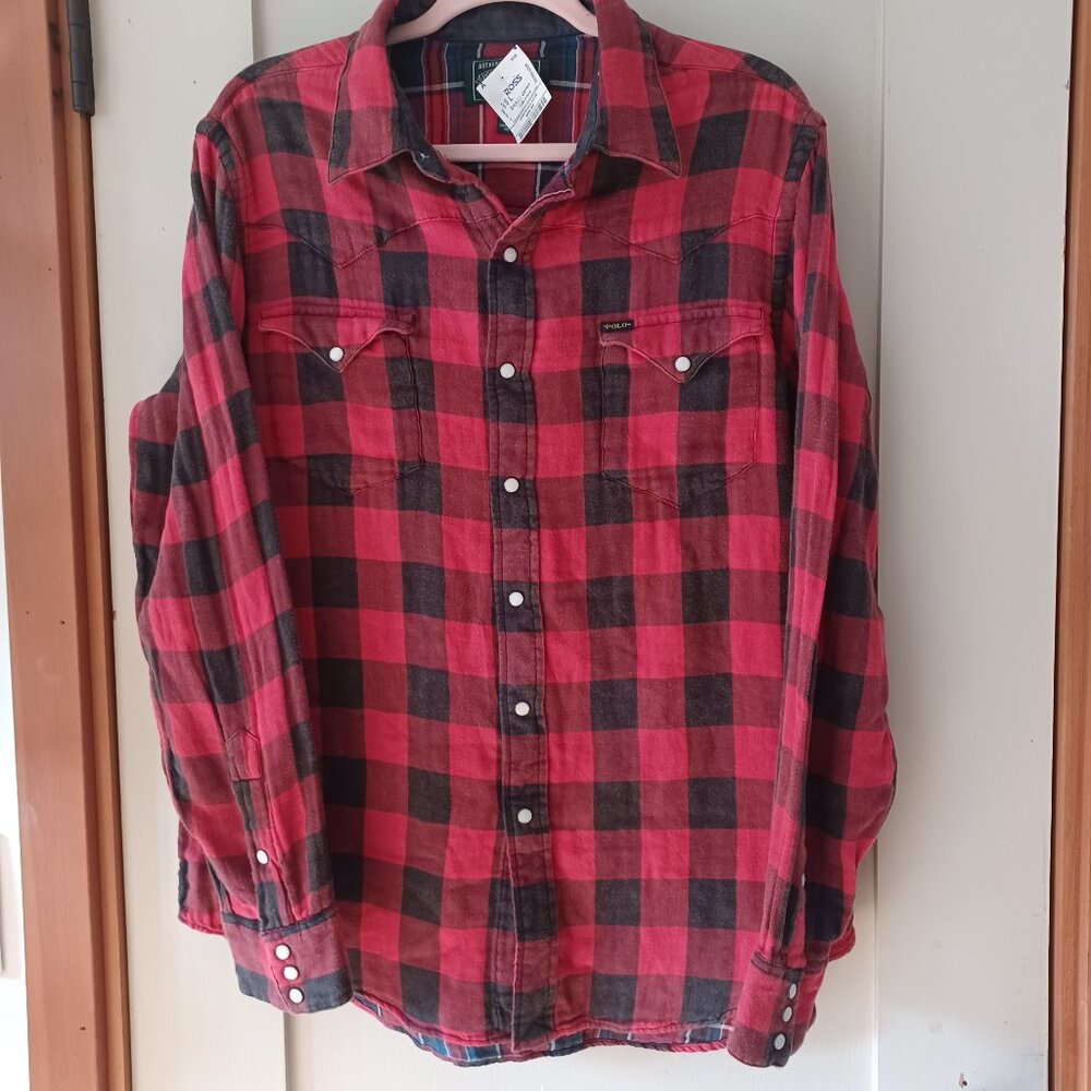 SOLD!--Polo Country Ralph Lauren Buffalo Plaid Western Shirt, Size Large - Picture 1 of 10